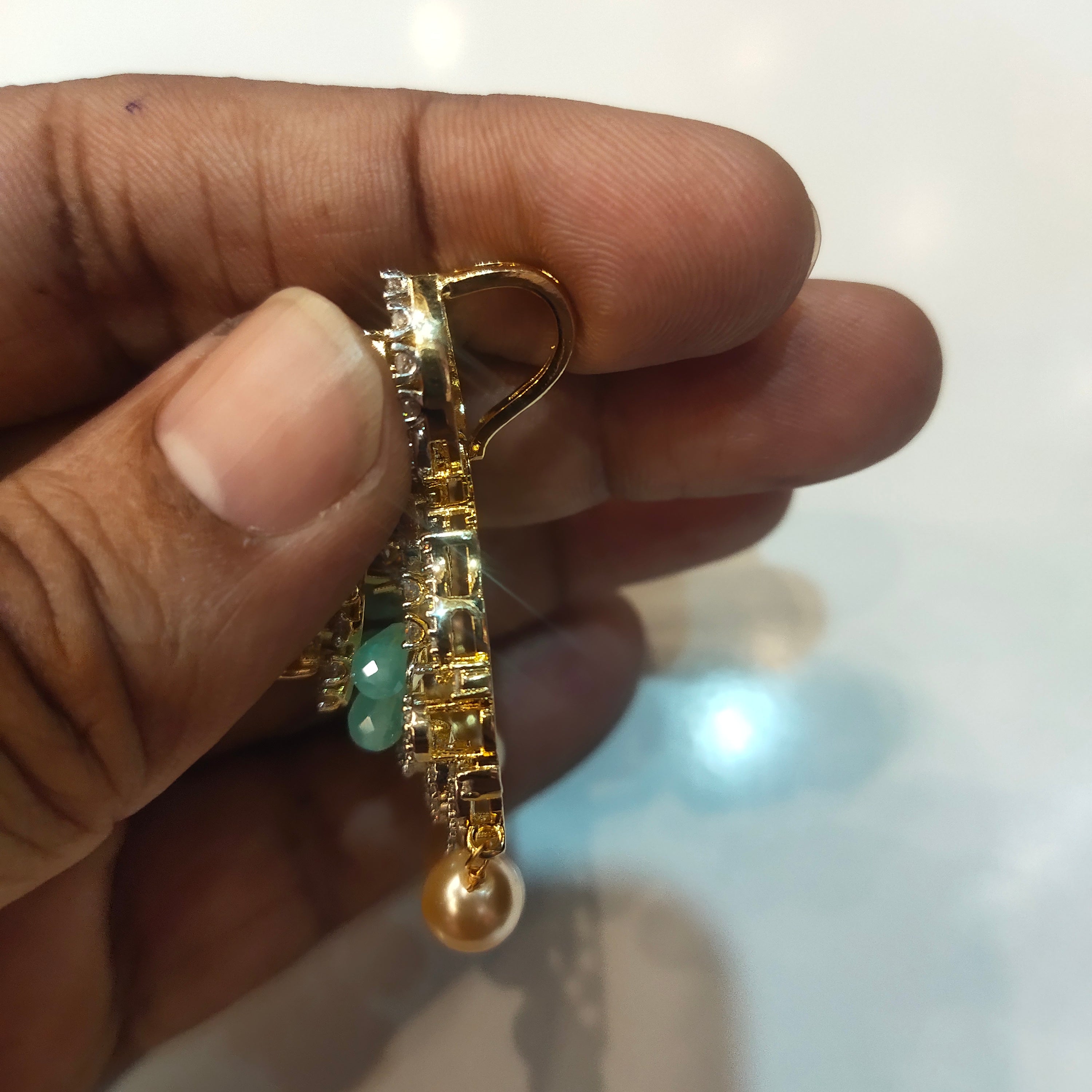 Zircon Black Thread Kanti Necklace Set | Rhodium Gold Plated Choker