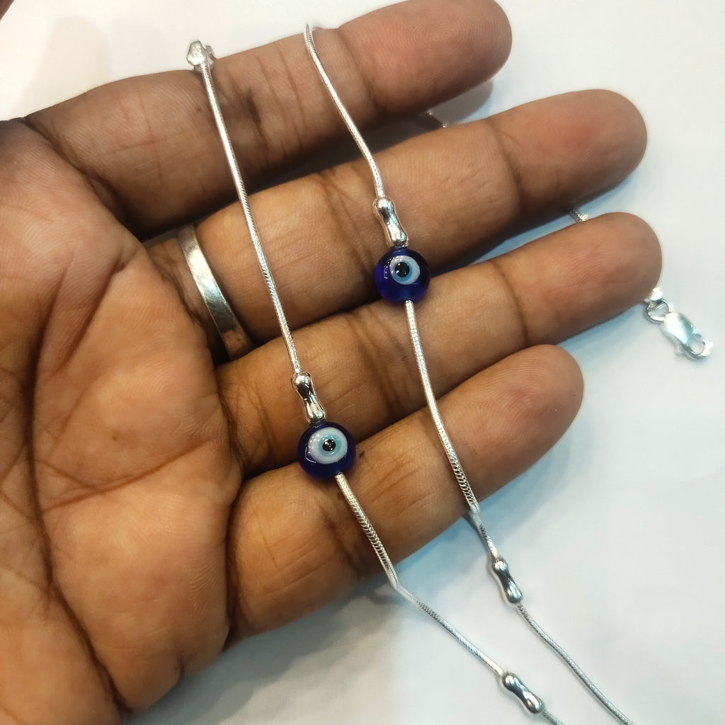 Stylish Asp Sterling Silver Evil Eye Beaded Anklets