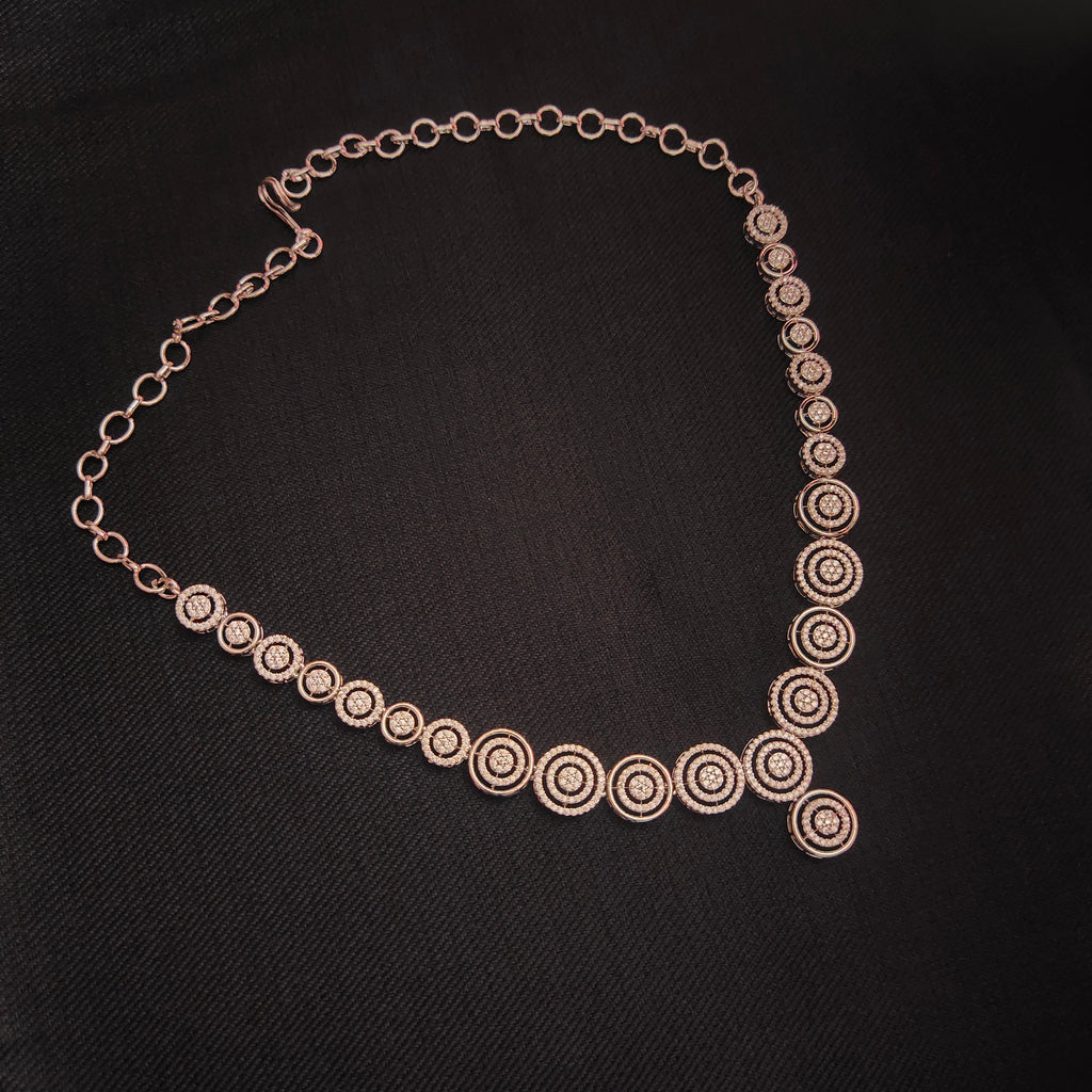 Silver Tone American Diamonds Necklace Set - Elegant CZ Jewelry