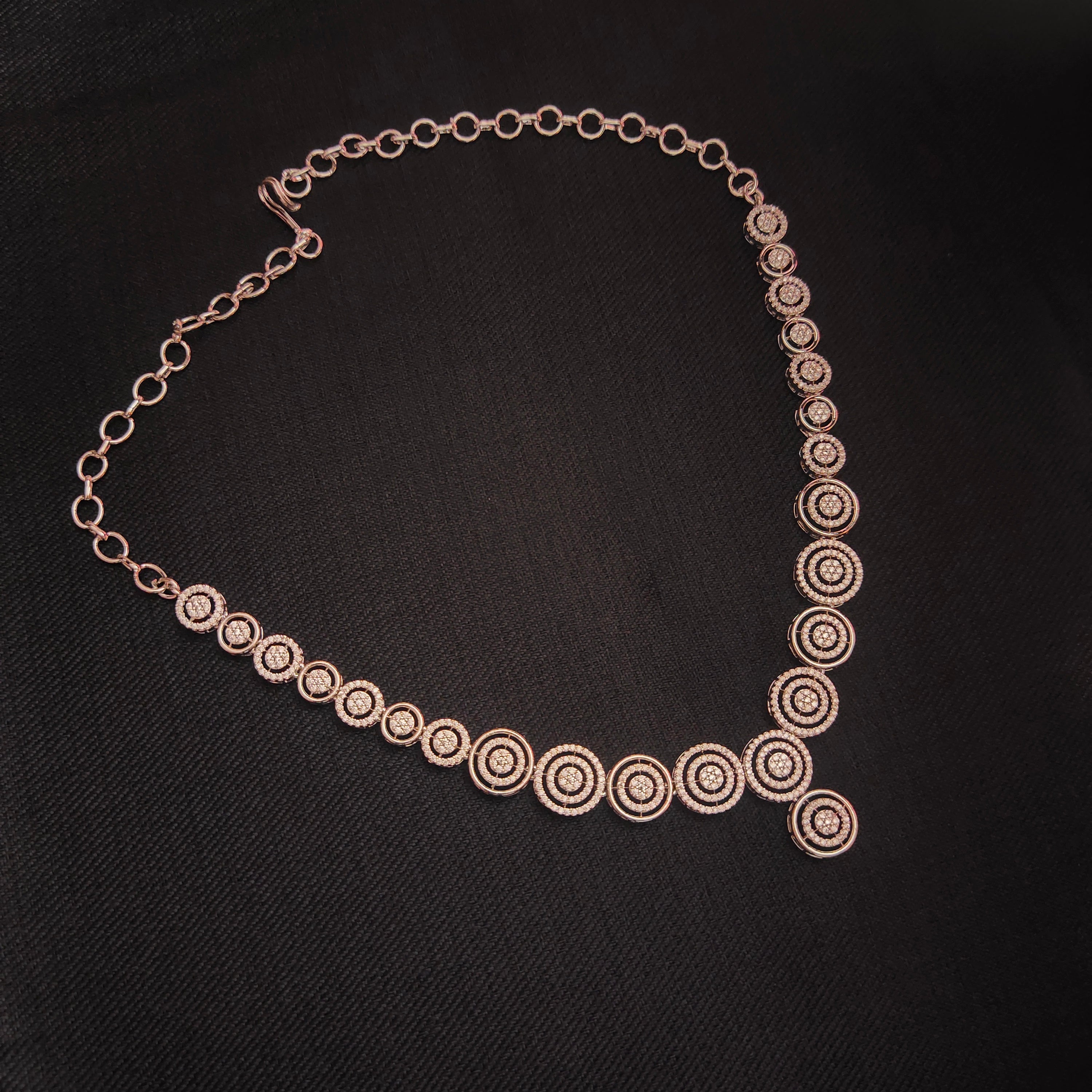 Silver Tone American Diamonds Necklace Set - Elegant CZ Jewelry