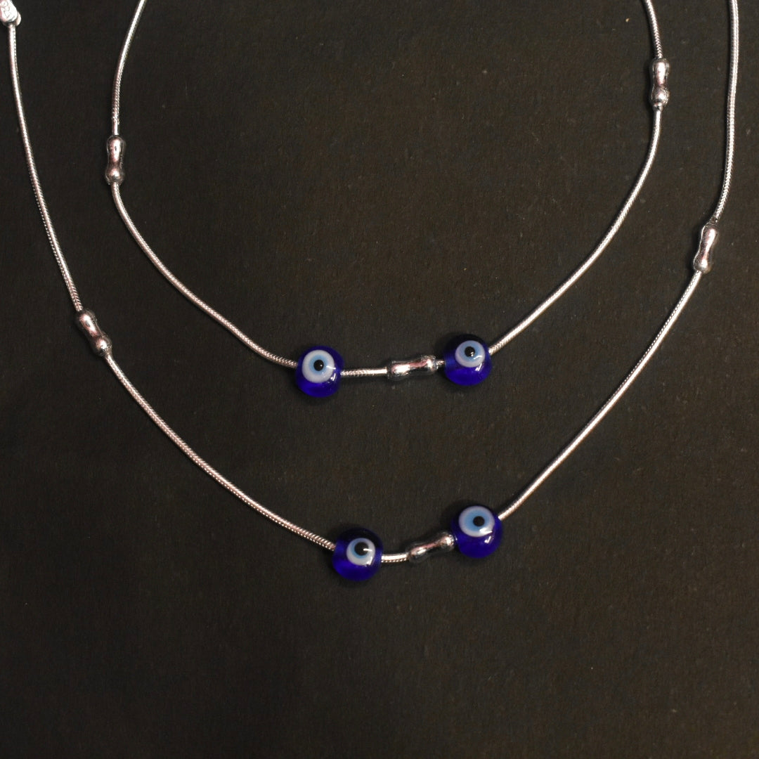 Stylish Asp Sterling Silver Evil Eye Beaded Anklets