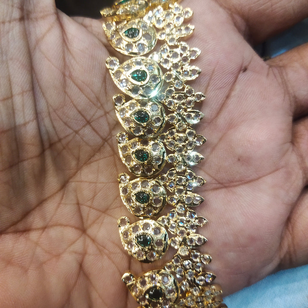 Long Zircon Mango Necklace Set - 24K Gold Plated