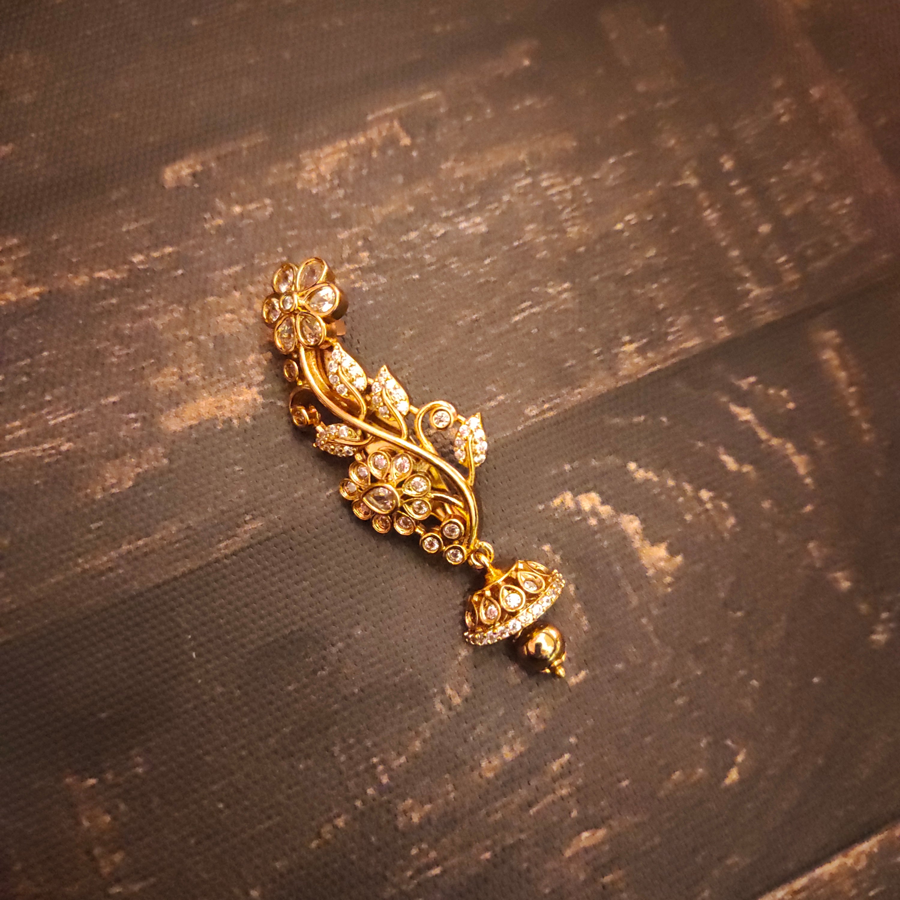 Antique Floral Saree Pin - Elegant Indian Brooch | Asp Fashion Jewellery