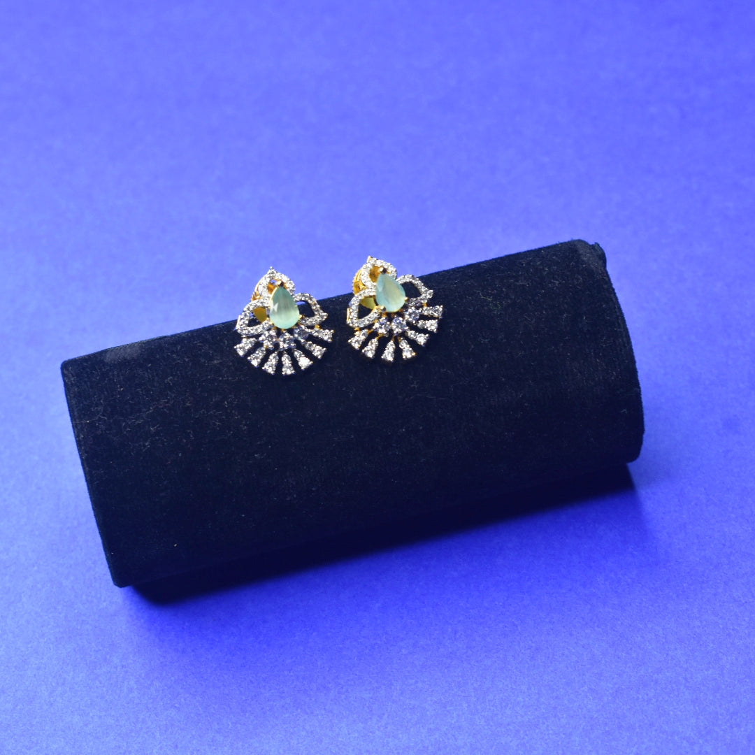 Classic American Diamond Stud Earrings - 24K Gold Professional Office Wear