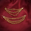 24K Gold Plated Beaded Champaswaralu Ear Chains - Shimmer Design