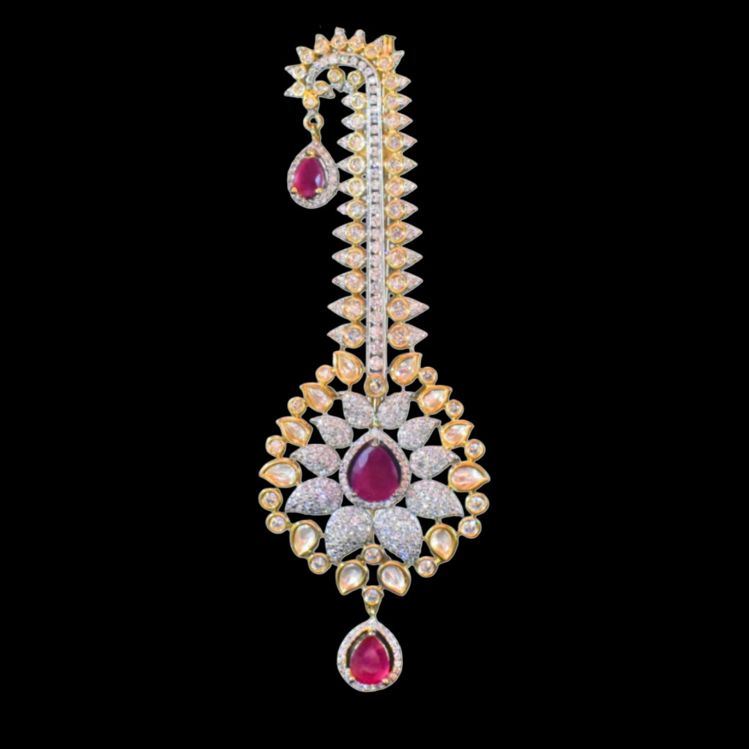 Premium Zircon Kundan Kalangi for Groom Turban - Two Tone Gold & Rhodium