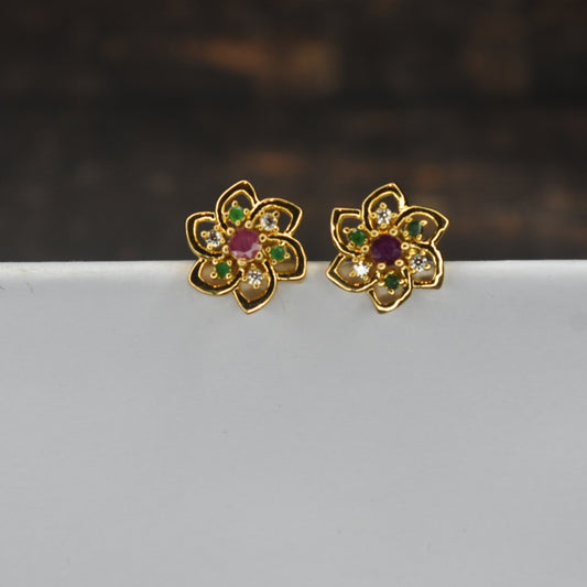 "Glamour Defined: Elevate Your Style with Asp Fashion 24K Gold Plated CZ Stud Earrings"