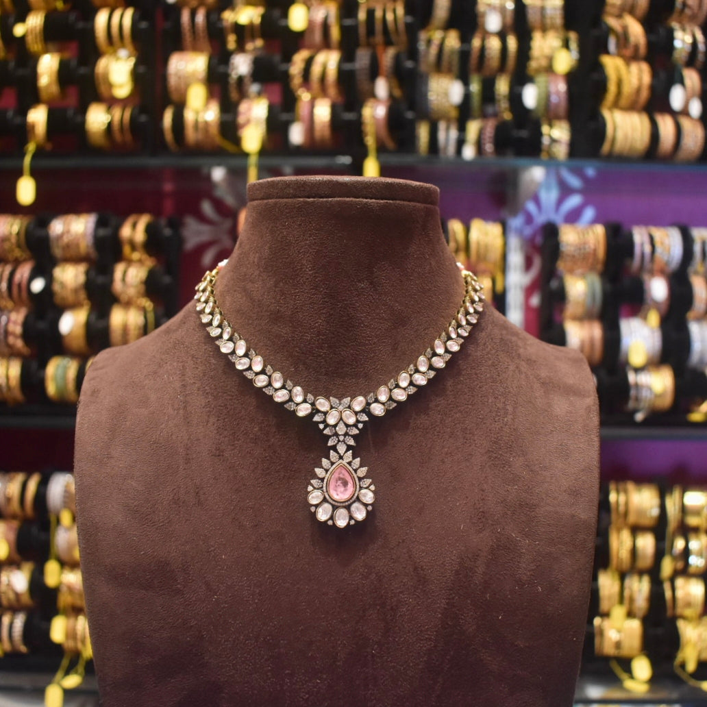 Asp Pink Victorian Polki Necklace Set
