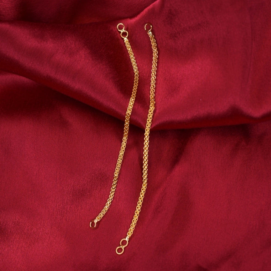 24K Gold Plated Champaswaralu Ear Chains - 12cm Traditional Design