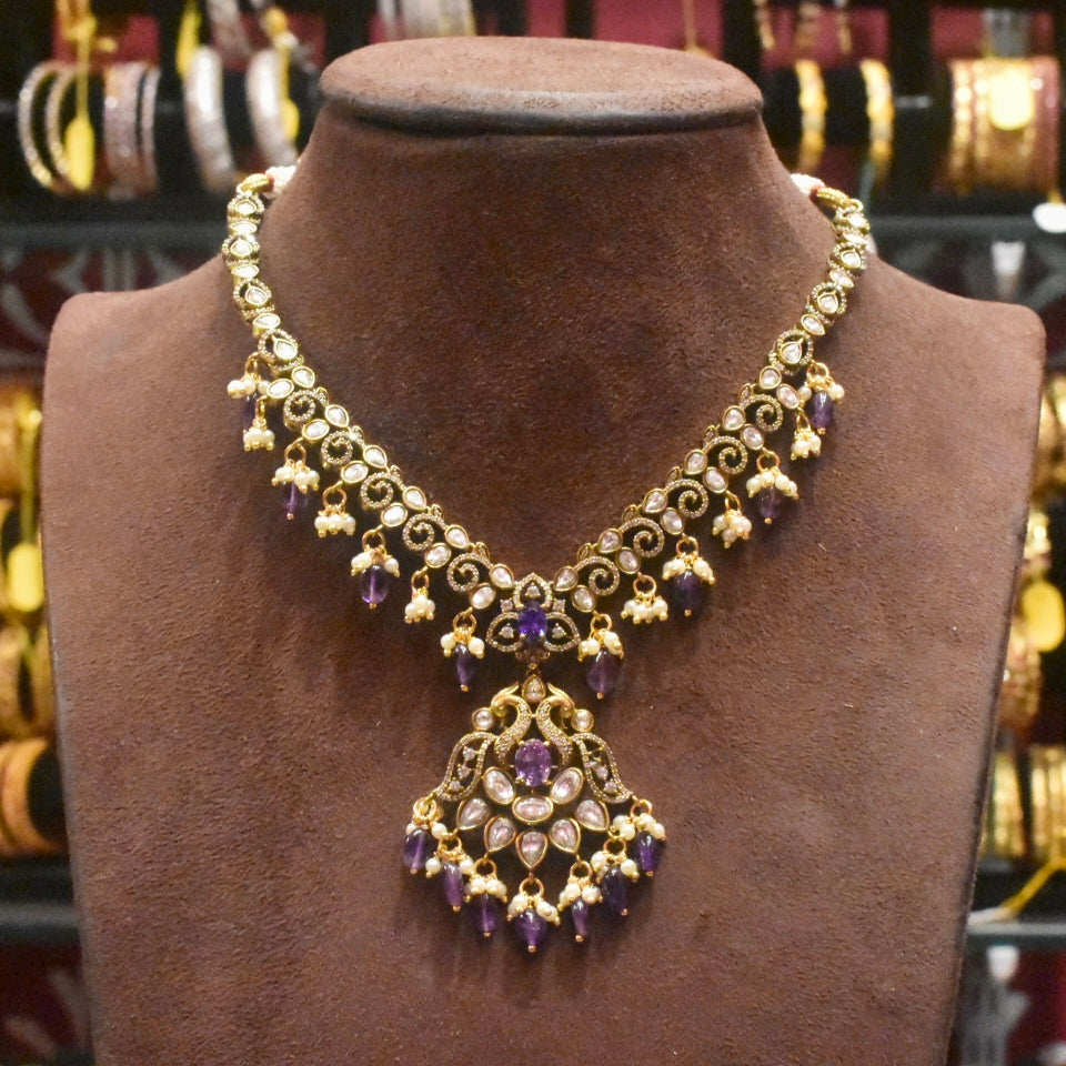 Asp Purple Victorian Zircon Necklace Set