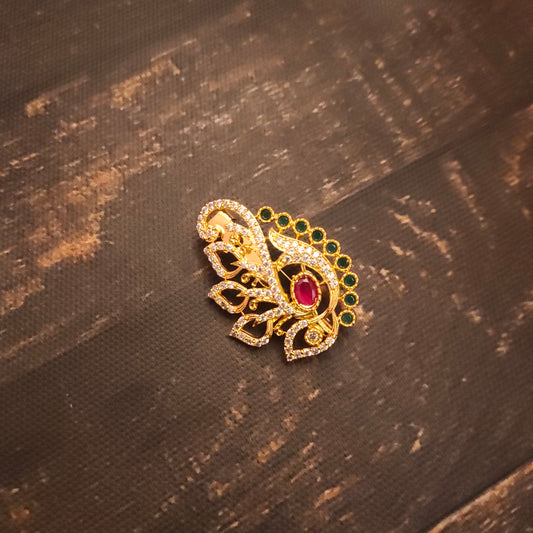 "Radiant Elegance: The Shimmering Zircon Sari Pin by Asp Fashion Jewellery"