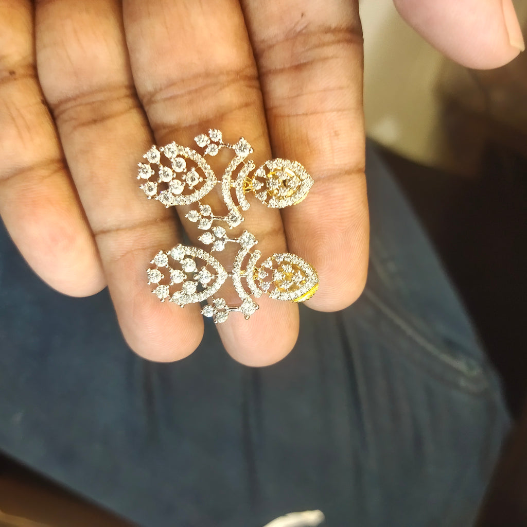 Rhodium-Gold White Zircon Necklace Set - Premium Quality