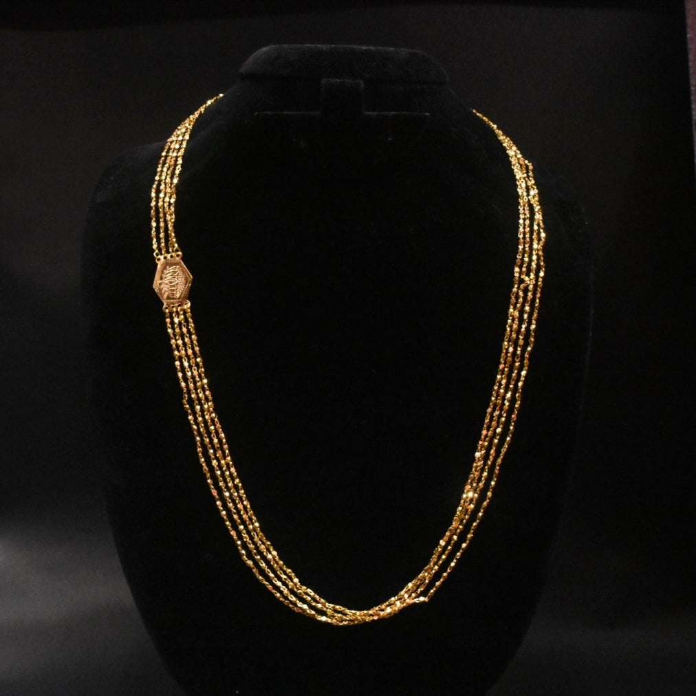 24K Gold Plated 4 Lines Handmade Palakasarulu Chain - 24 Inches