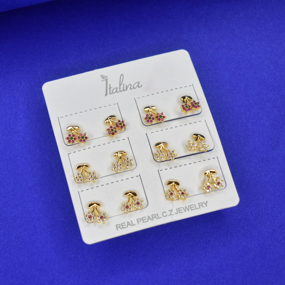 24K Gold Plated Zircon Stud Earrings - Professional Office Wear