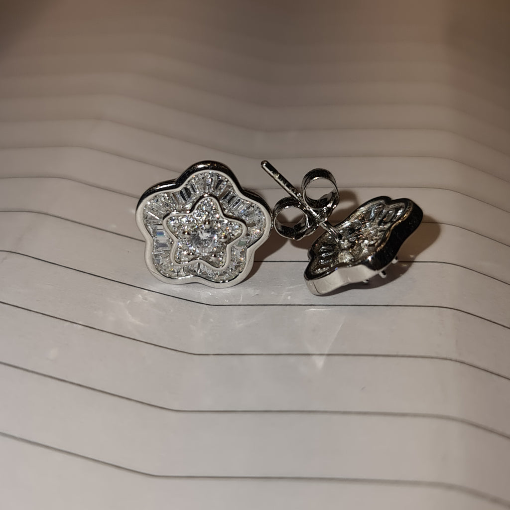 Sophisticated Sterling Silver American Diamond Stud Earrings