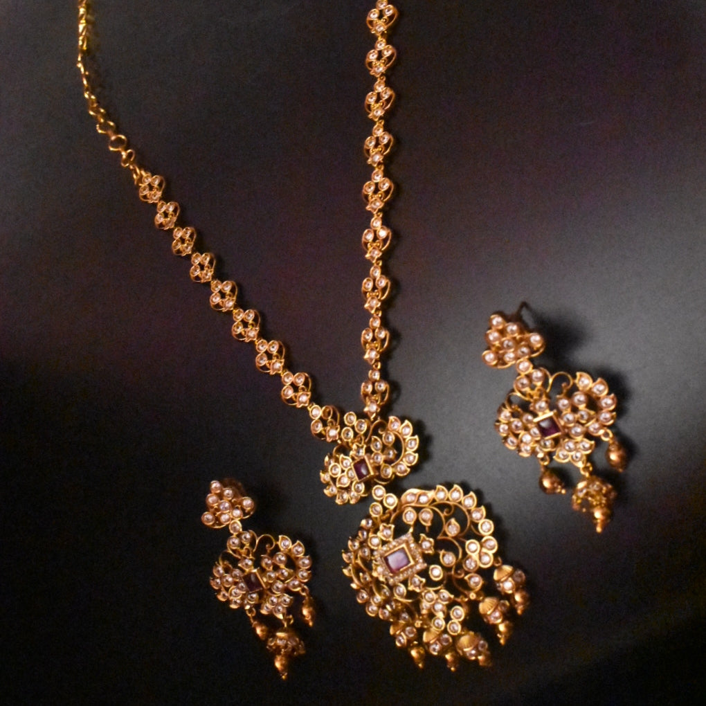 "Dazzle in Style: Elegant Antique CZ Necklace Set by Asp Fashion Jewellery"