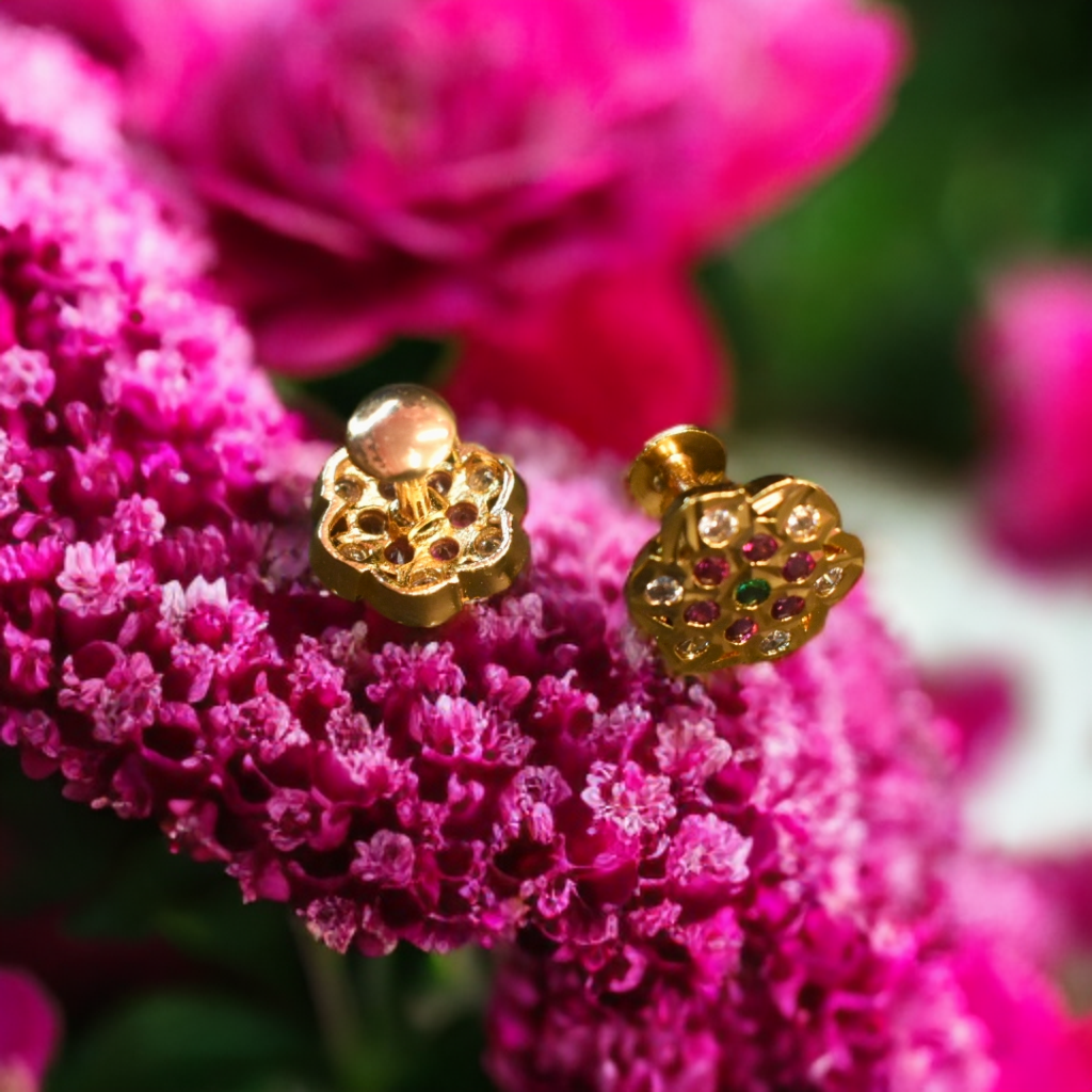 Panchaloha Stud Earrings for Women - Traditional Five Metal Alloy