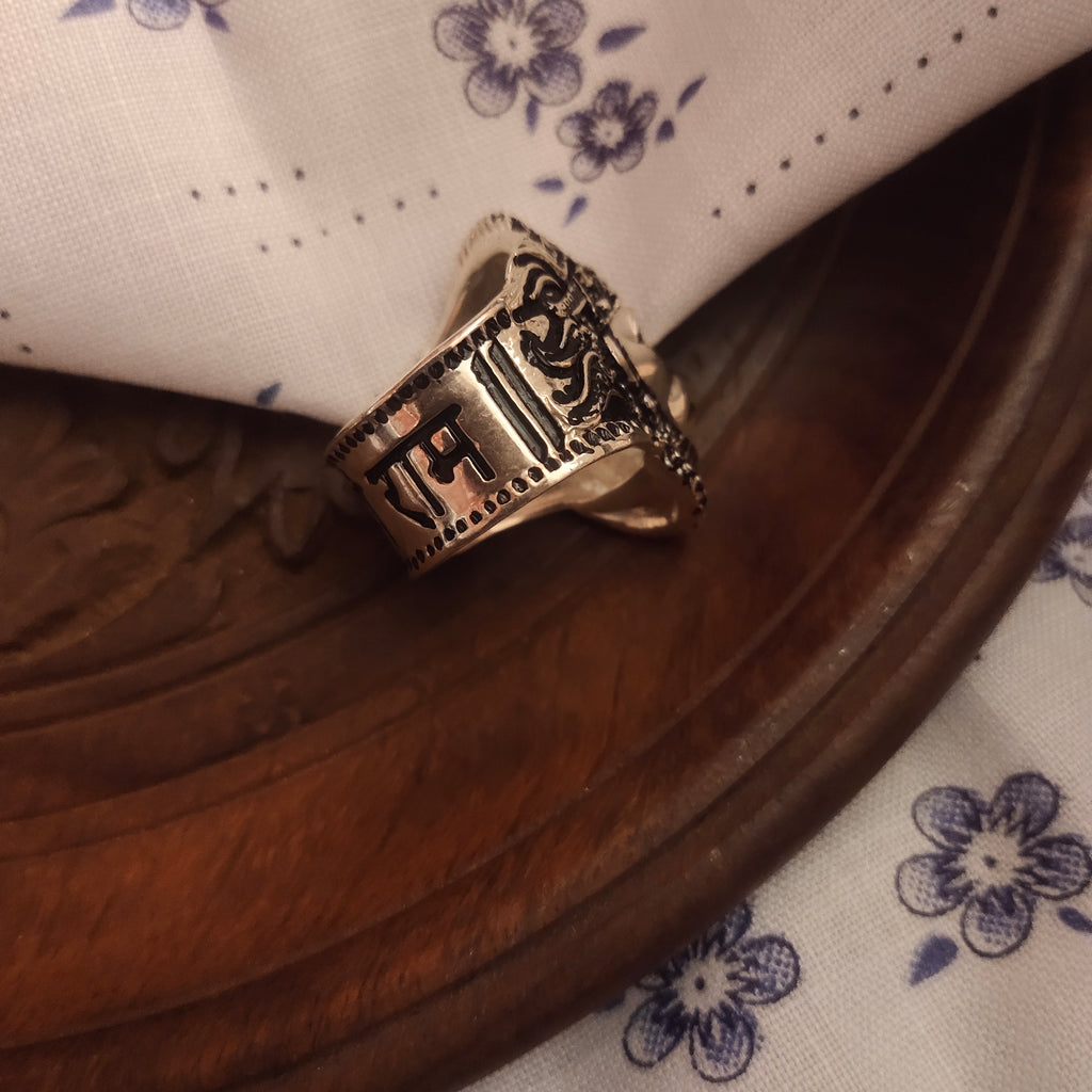 Oxidized Sterling Silver Lord Hanuman Ji Ring - Divine Protection Jewelry