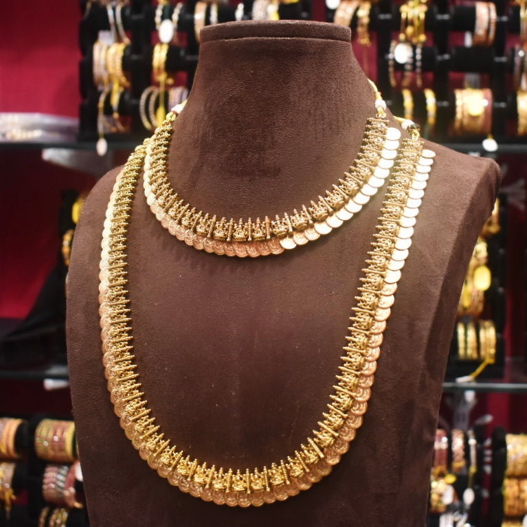 Antique Lakshmi Kasu Necklace - Traditional Temple Jewelry Haram