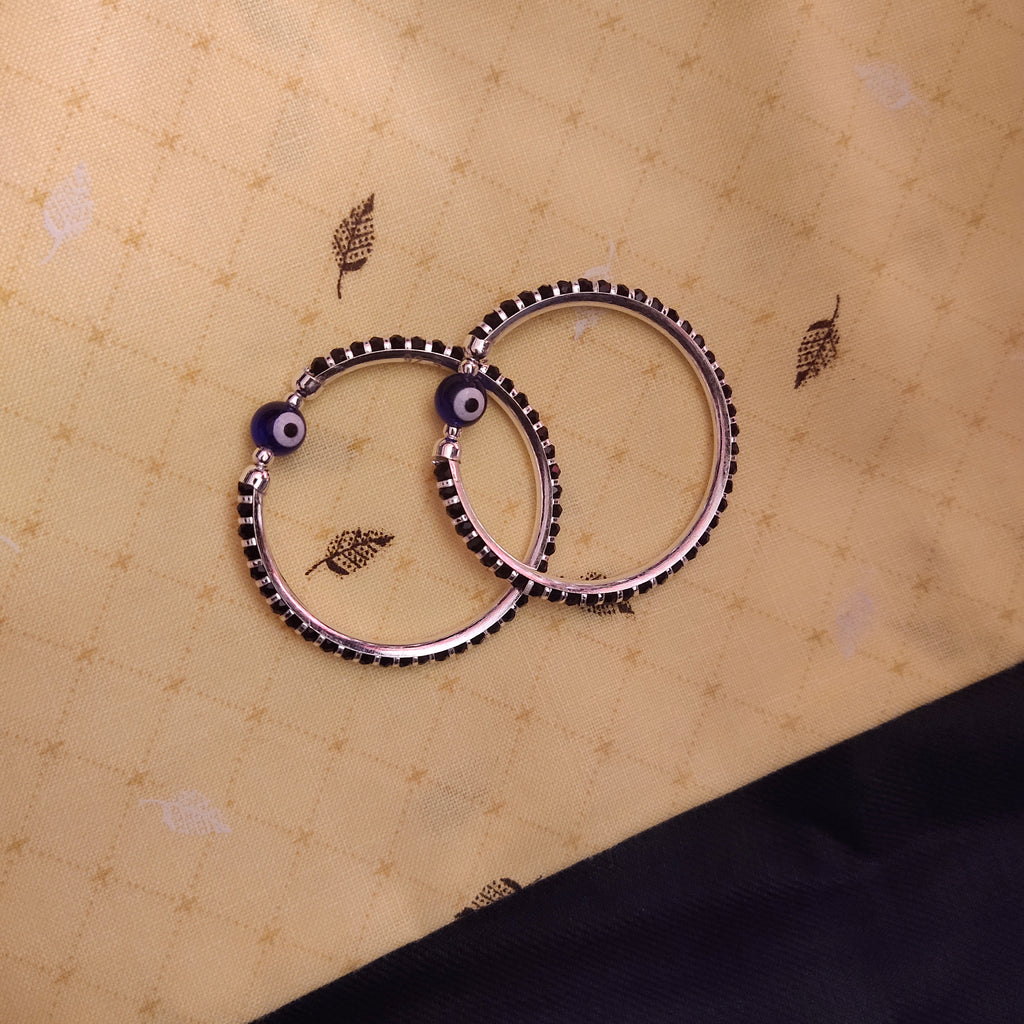 925 Sterling Silver Nazariya Kada with Evil Eye - Baby Protection Bracelet (0-24 Months)