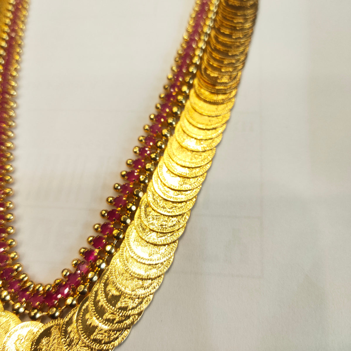 24K Gold Plated Kasu Mala - Traditional South Indian Coin Necklace