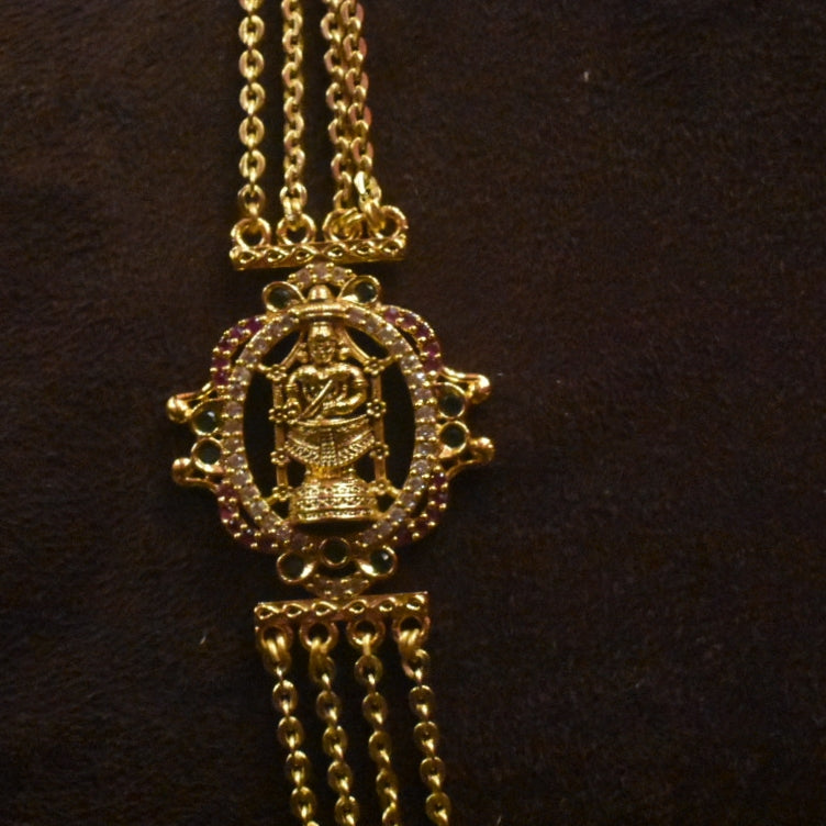 925 Silver Gold Plated 4 Layer Chandraharam Chain - 30 Inches