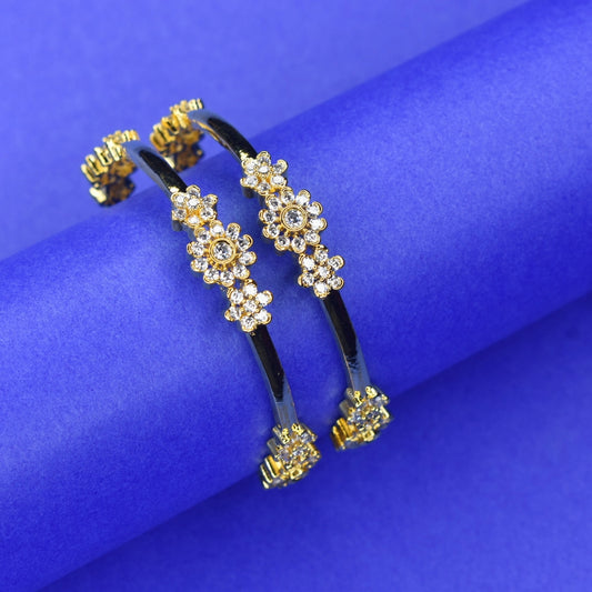 "Sparkle & Shine: Luxurious Gold-Plated American Diamond Baby Bangles"