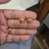 Ruby Kempu Butterfly Flower Studs | Marquise Ruby Petals, Emerald Center | Push Back