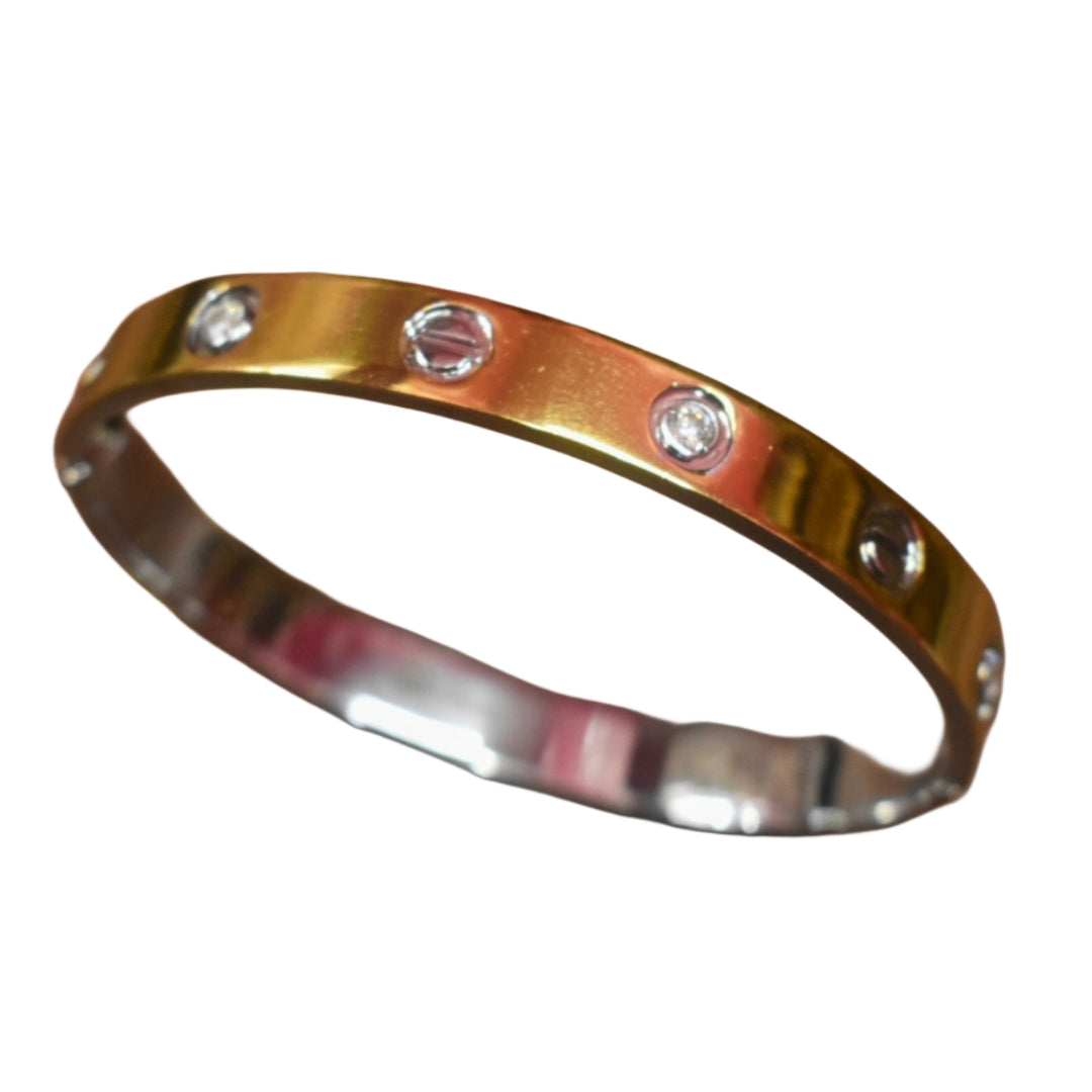 925 Silver Gold Plated Love Bangle Bracelet (Cartier Style) - Unisex