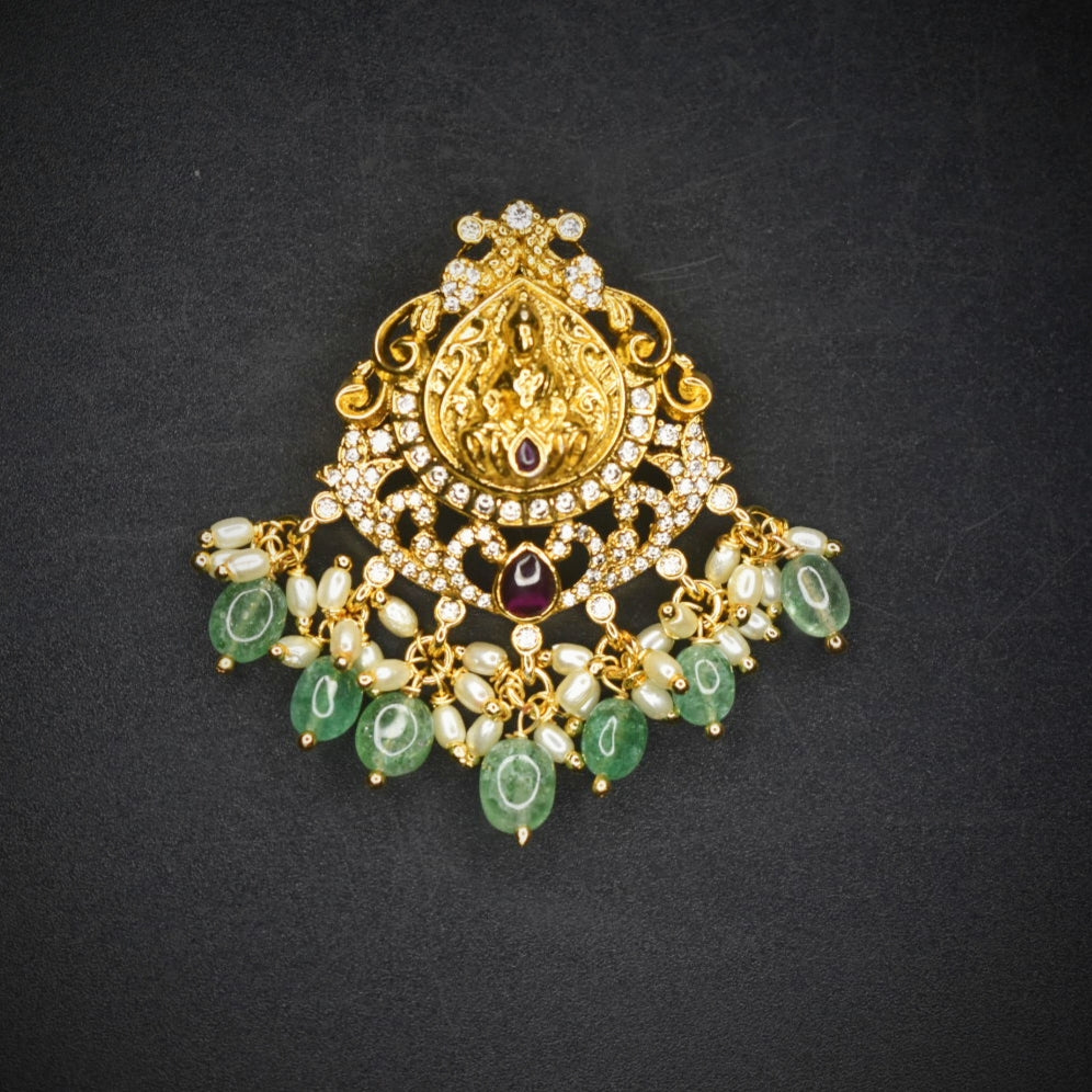 "Crafted Elegance: The Graceful Nakshi Goddess Laxmi Pendant"