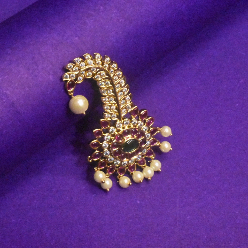 Asp Kalangi For Safa - 24K Gold Plated Zircon Brooch Style Wedding Accessory