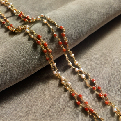 Asp Two-Layered Coral and Pearl Chain