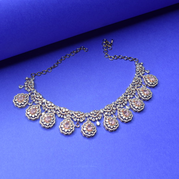 Rose Gold Plated Zircon Necklace Set By Asp Fashion Jewellery