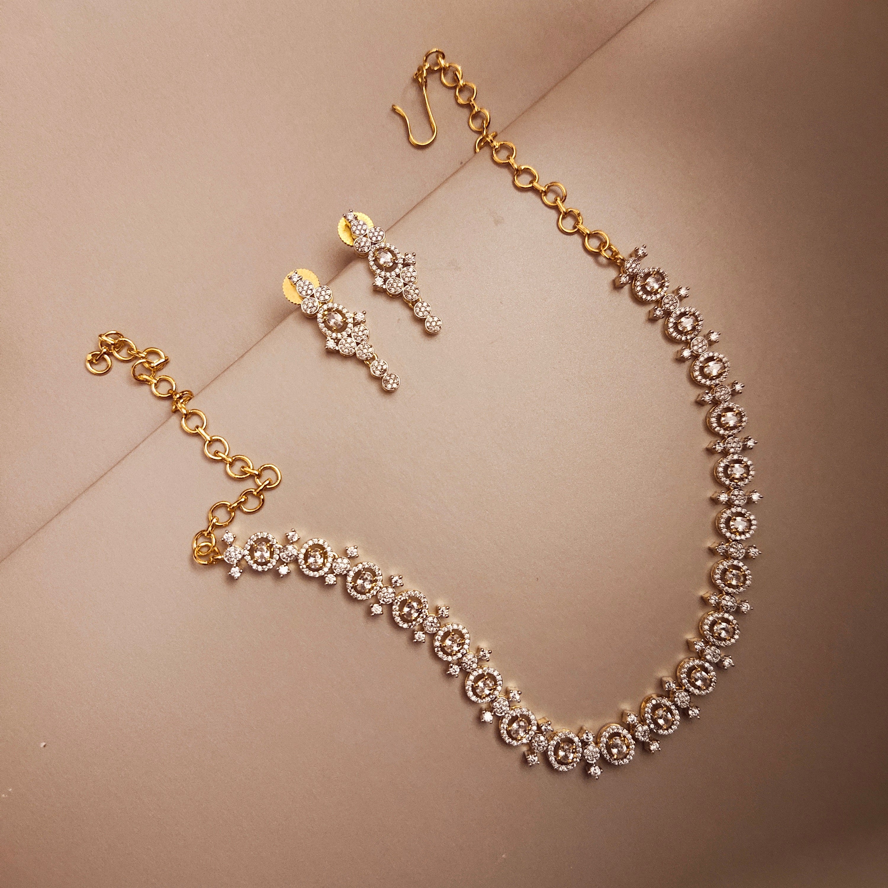 "Dazzle and Bloom: Elevate Your Floral Party Attire with Asp Fashion Jewellery's American Diamond Necklace & Earring Set!"