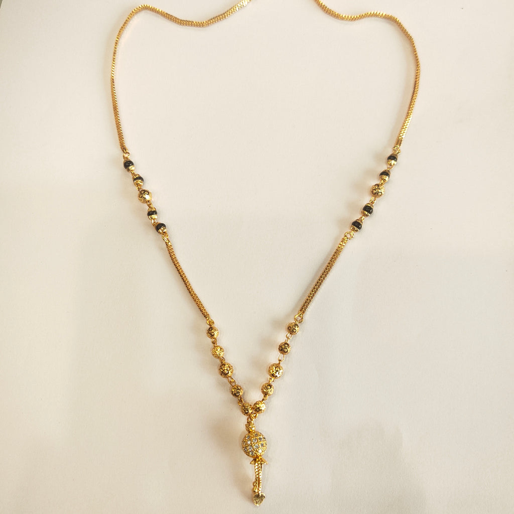 Classic 18-Inch Black Beads Mangalsutra | 24K Gold Plated | Traditional Chain