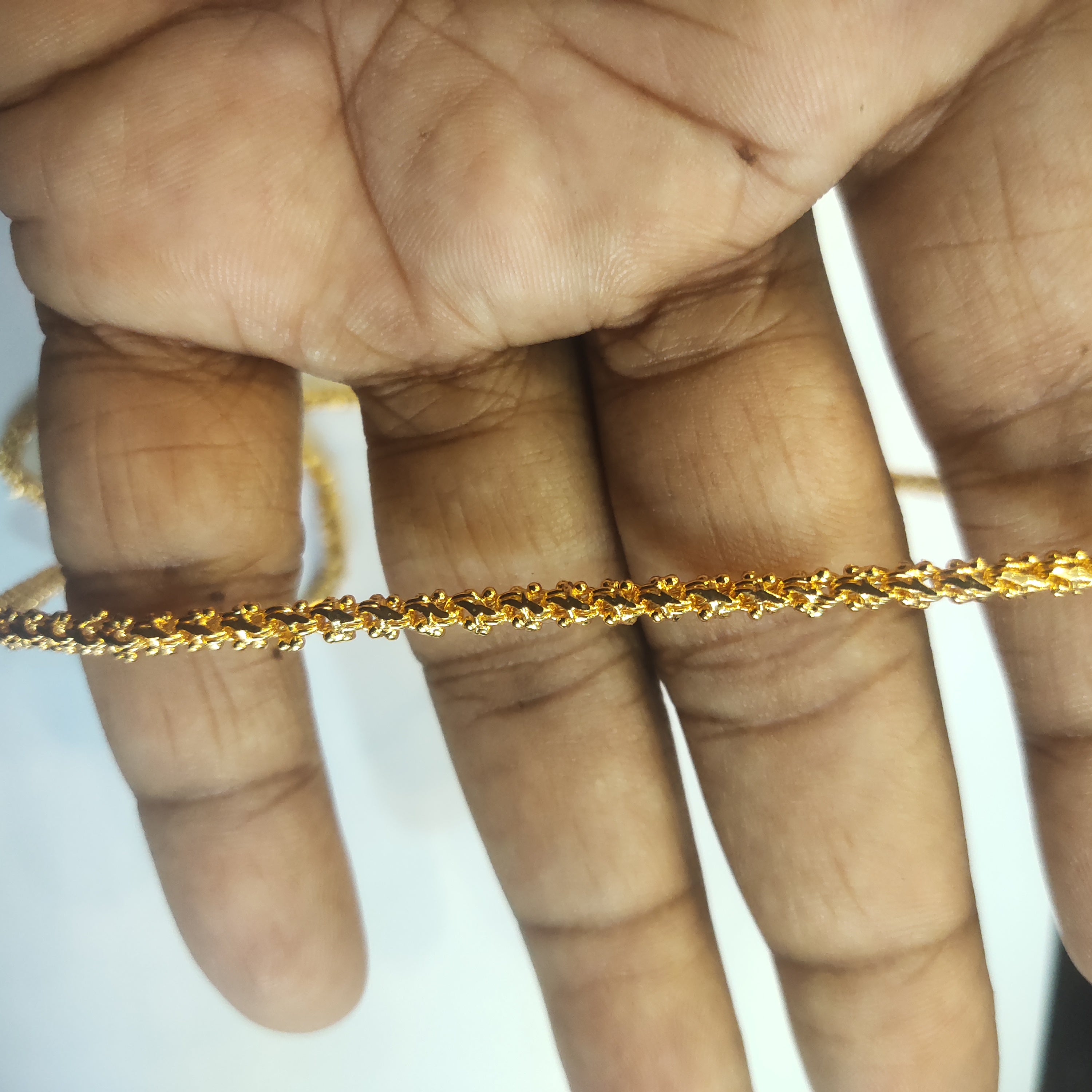 24K Gold Plated One Gram Chain for Women - 24 Inches | Braided Design