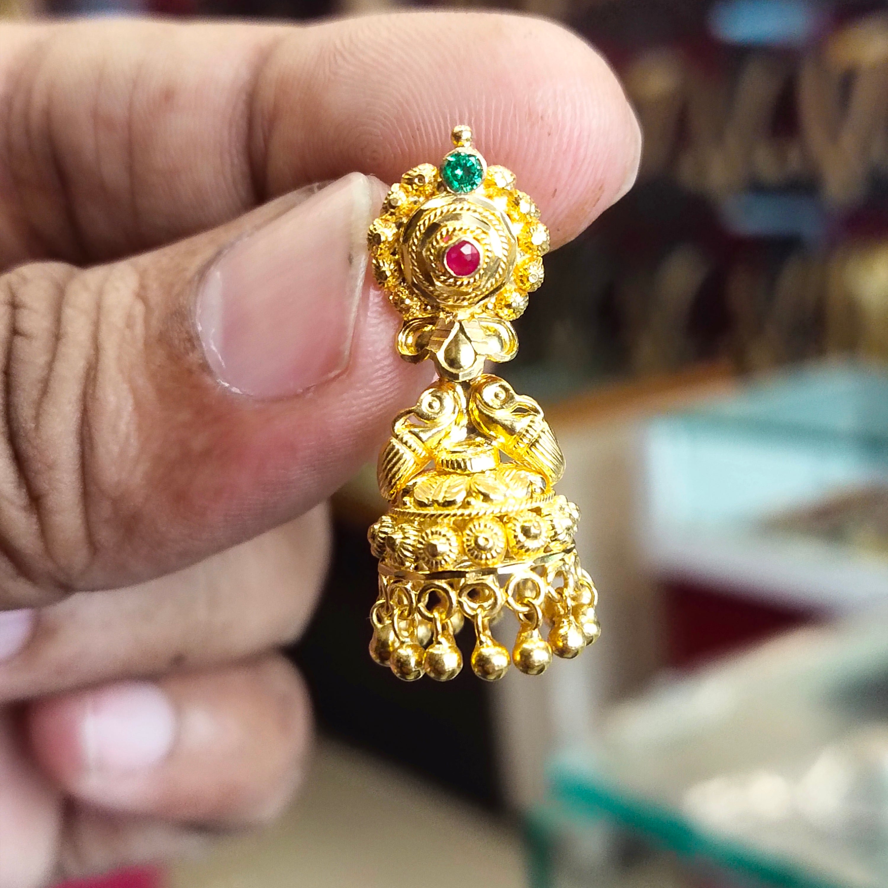 22kt Gold Jhumka Earrings - Handmade