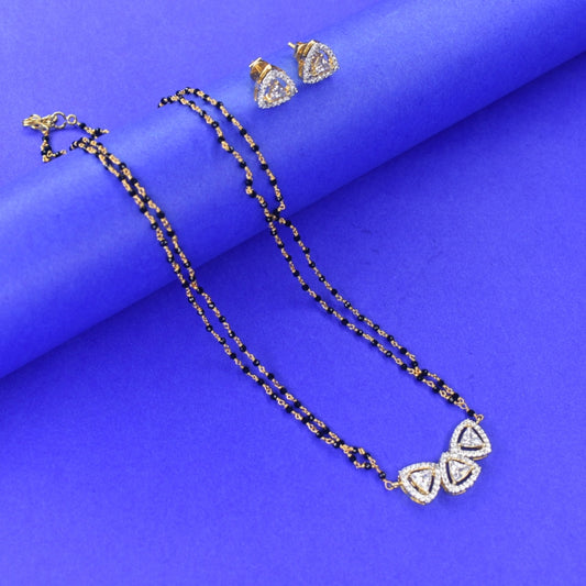"Black Beauty: Elevate Your Style with an American Diamond Mangalsutra Chain"