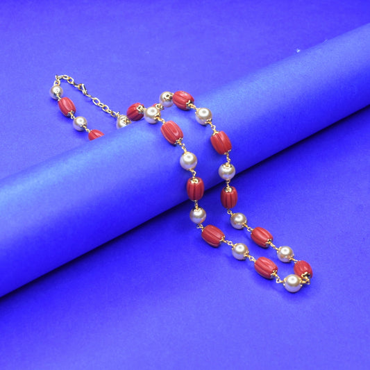 The Exquisite Dholki Coral & Pearls Mala by Asp Fashion Jewellery"