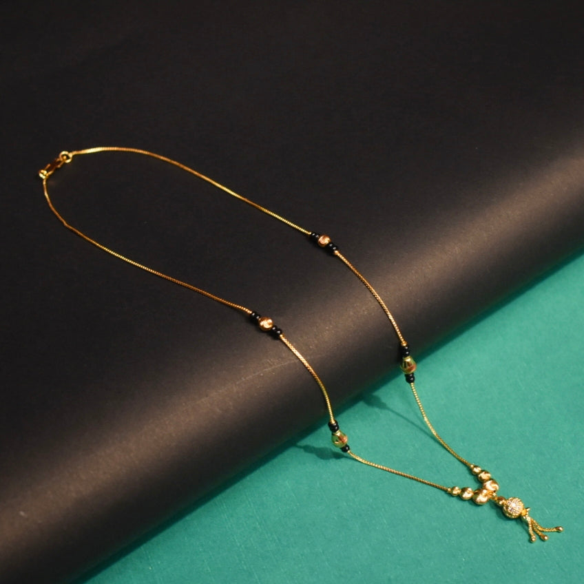 Simple 18-Inch Black Beads Mangalsutra | 24K Gold Plated | Professional Office Wear
