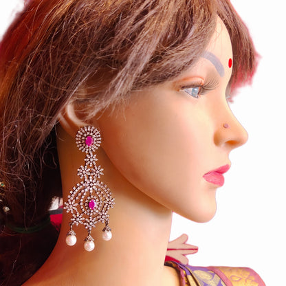 "Timeless Elegance: Victorian-inspired Red American Diamond Earrings by ASP Fashion Jewellery"