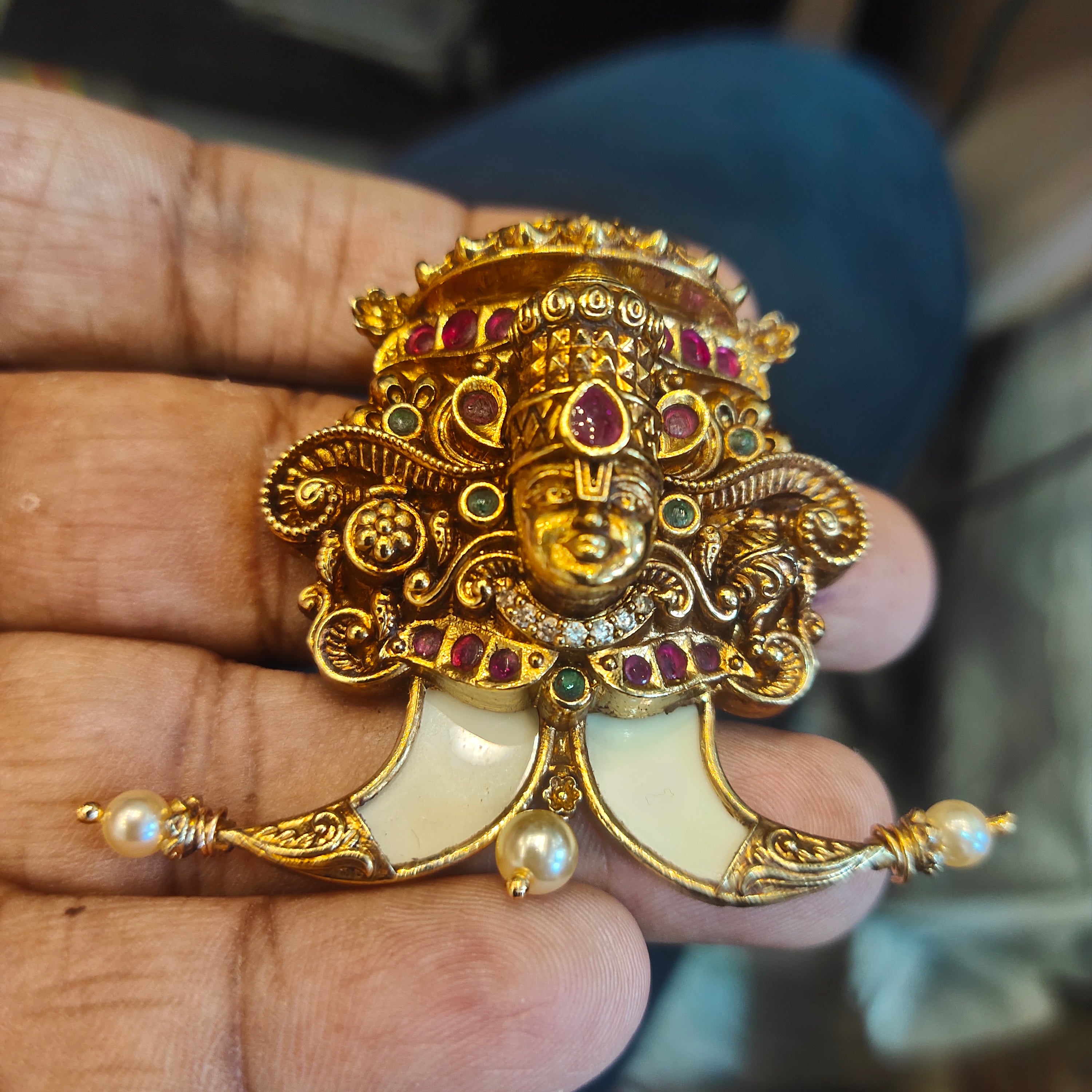 Antique Tirupati Balaji Tiger Nail Locket - Divine Men's Jewelry