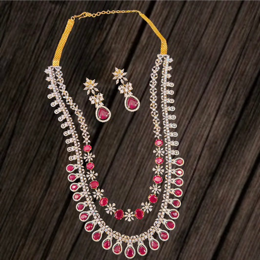 The Mesmerizing Beauty of Asp Fashion Jewellery's 2-Layered Stylish American Diamonds & Ruby's Haram