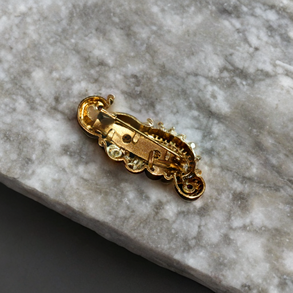 Designer Antique CZ Saree Pin - Elegant Indian Brooch | Asp Fashion