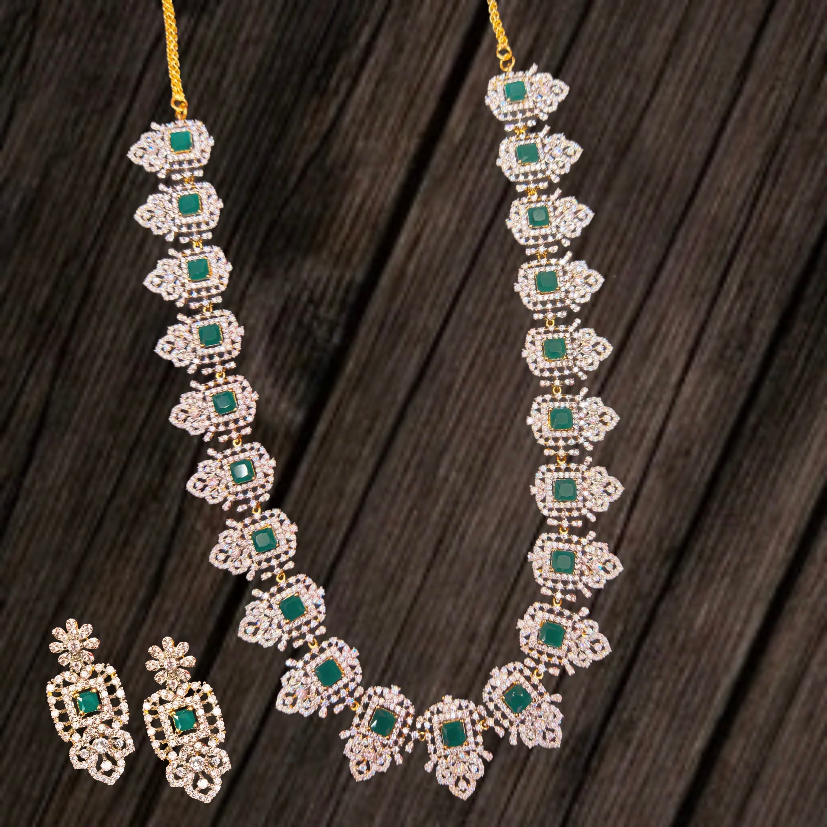 Captivating South Indian American Diamond Necklace - Exotic Bridal Set