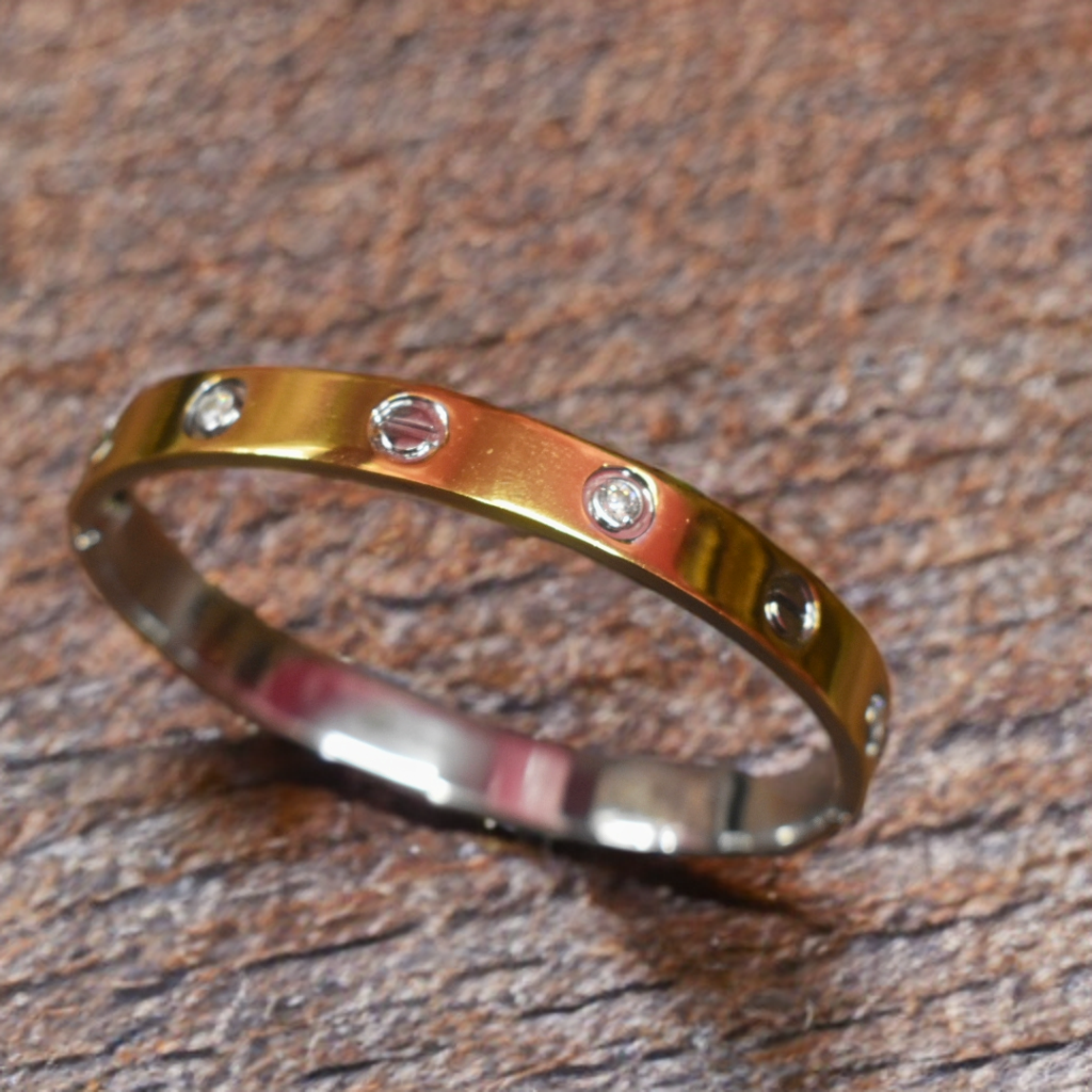925 Silver Gold Plated Love Bangle Bracelet (Cartier Style) - Unisex