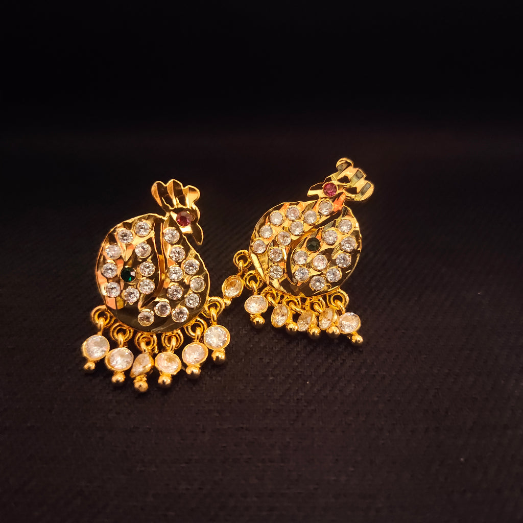 Panchloha Gatti Chatha Peacock Stud Earrings - Dazzling Traditional Elegance