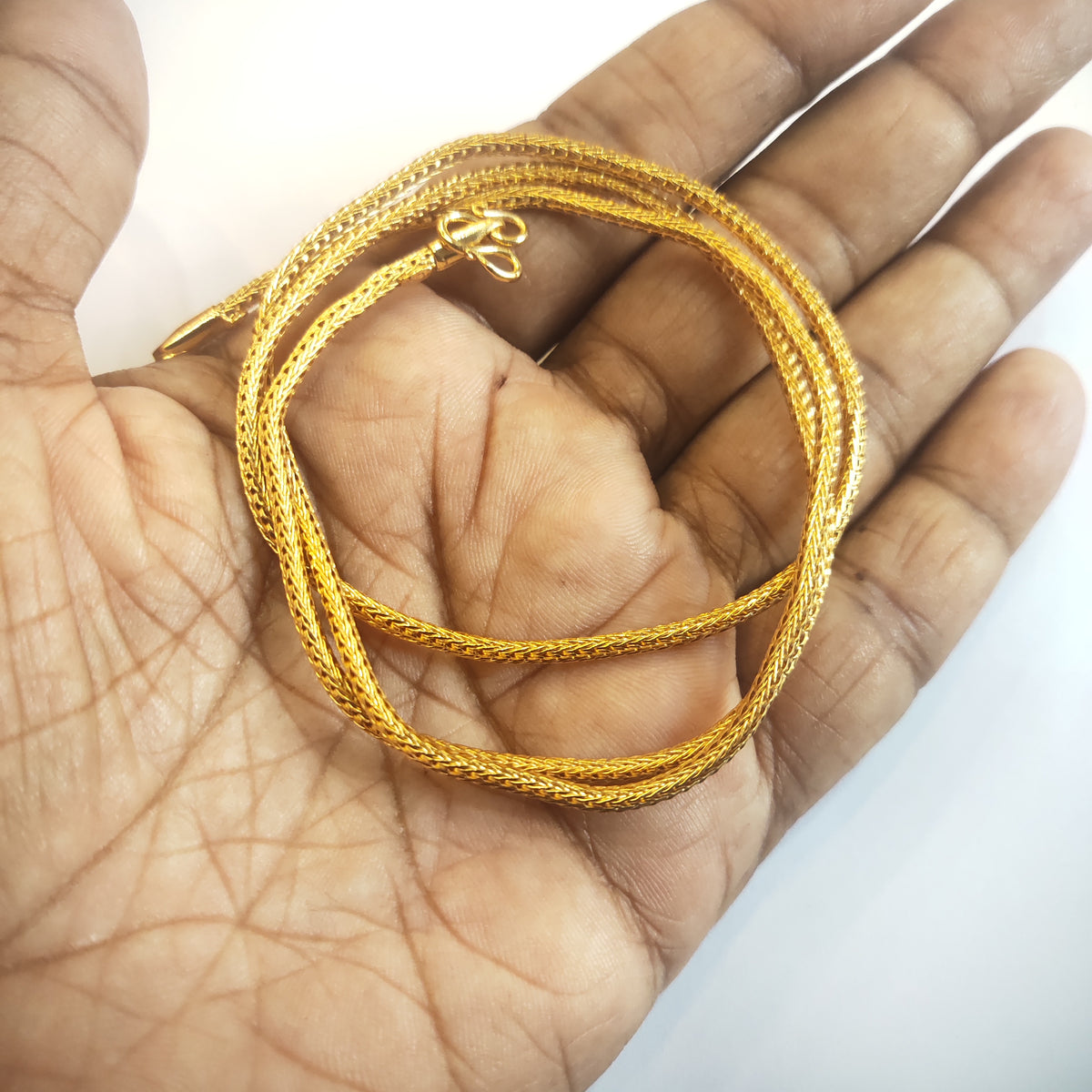 24K Gold Plated One Gram Chain for Women - 24 Inches | Textured Design
