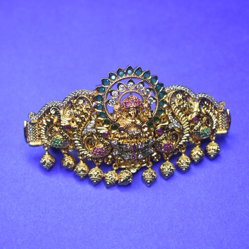 Antique Lakshmi CZ Hair Clip - Goddess Laxmi Temple Jewellery