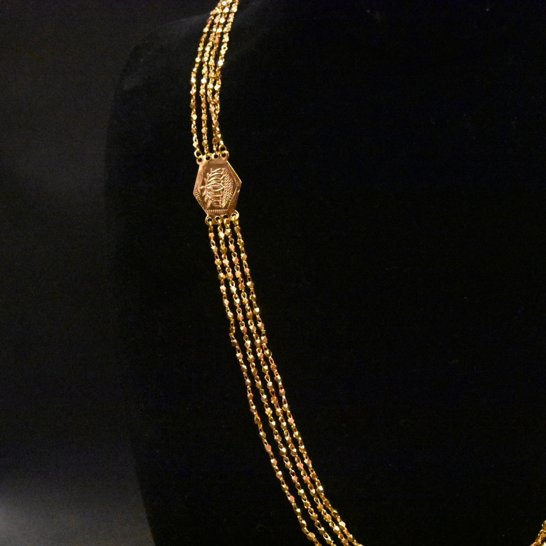 24K Gold Plated 4 Lines Handmade Palakasarulu Chain - 24 Inches